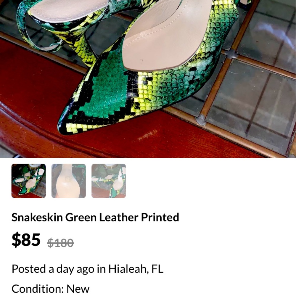 Snakeskin Green Leather Print